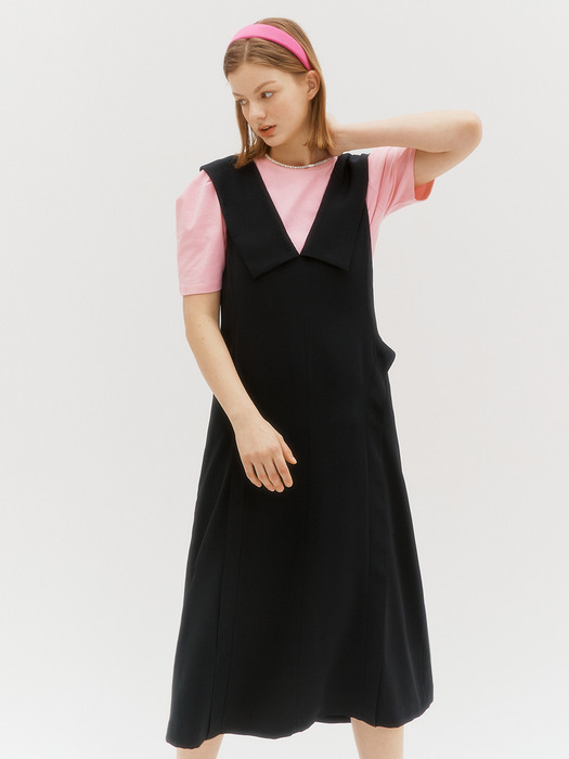 Collar point layered dress - Butter