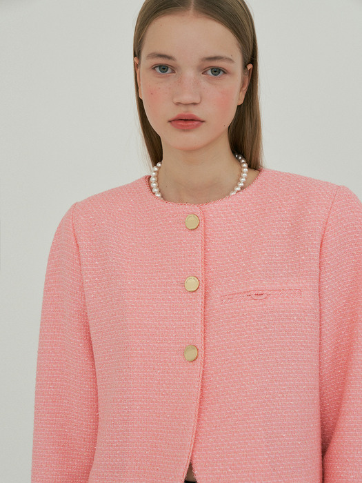 twinkle tweed jacket_neon pink