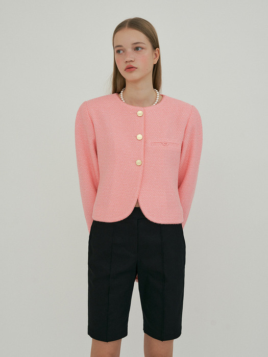 twinkle tweed jacket_neon pink