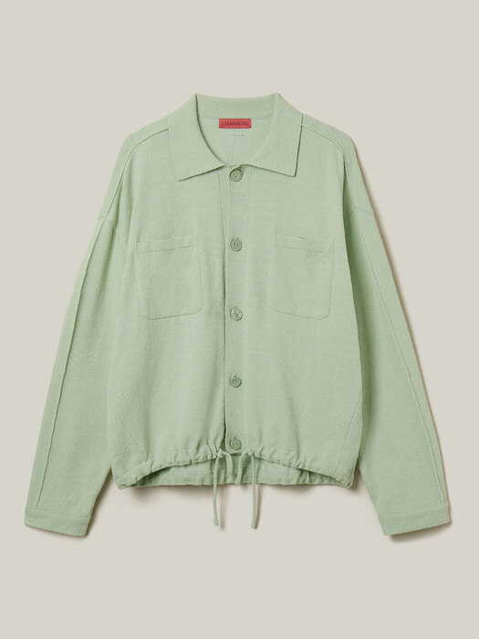 French linen cotton boucle coach jacket_Mint