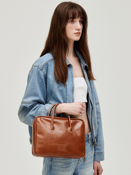 PIPING TOTE_brown crinkle