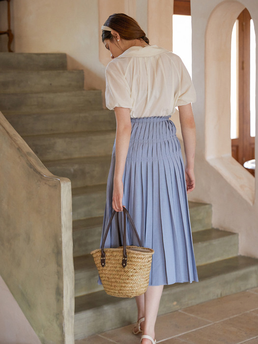 DIANA pleats skirt_smog blue