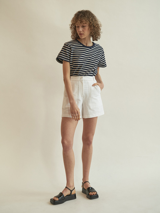Cotton twill shorts (White)
