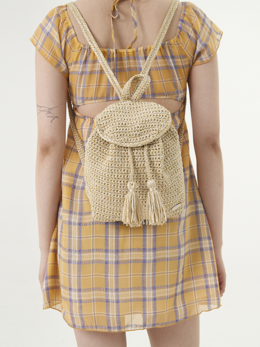 C METALLIC KNIT BACKPACK_BEIGE