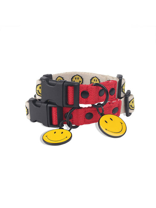 Smiley Dog Collar Red