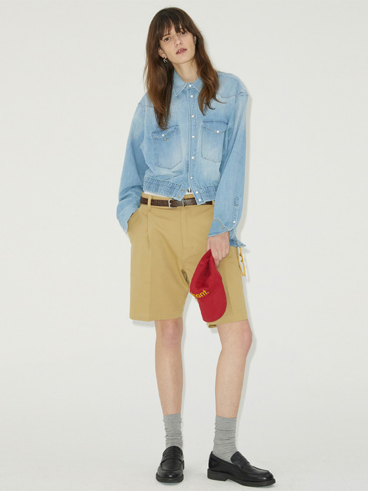 OUTPOCKET CROPPED DENIM SHIRT JACKET LIGHT BLUE