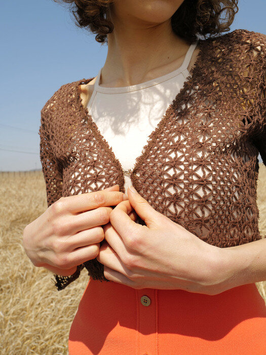 Flower Lace Cardigan_Brown