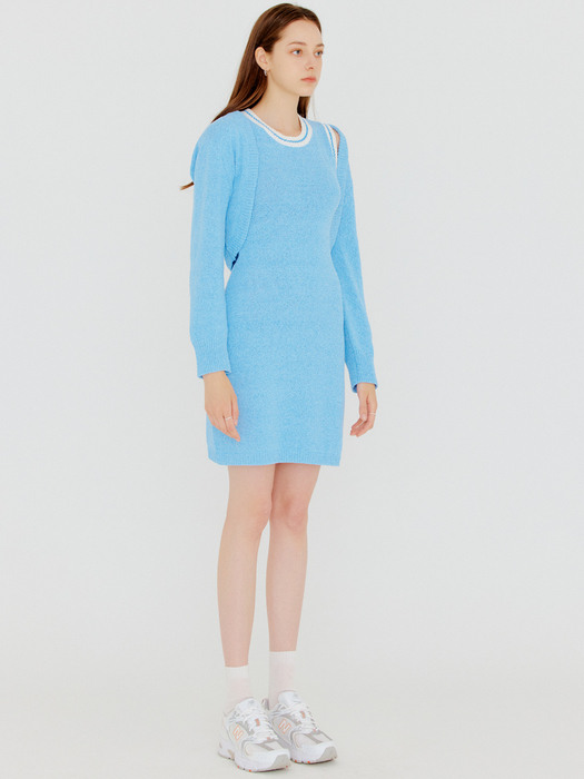 블루 넬리 슬리브리스 니트 드레스 세트 / BLUE NELLY SLEEVELESS KNIT DRESS SET