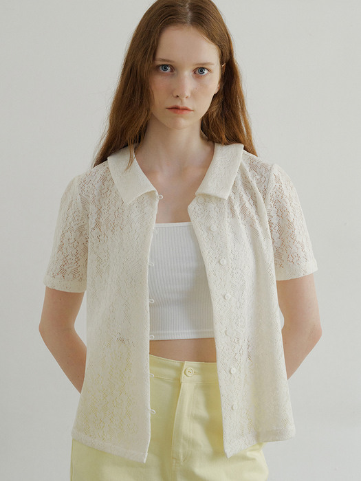 monts 1503 flower lace blouse (ivory)
