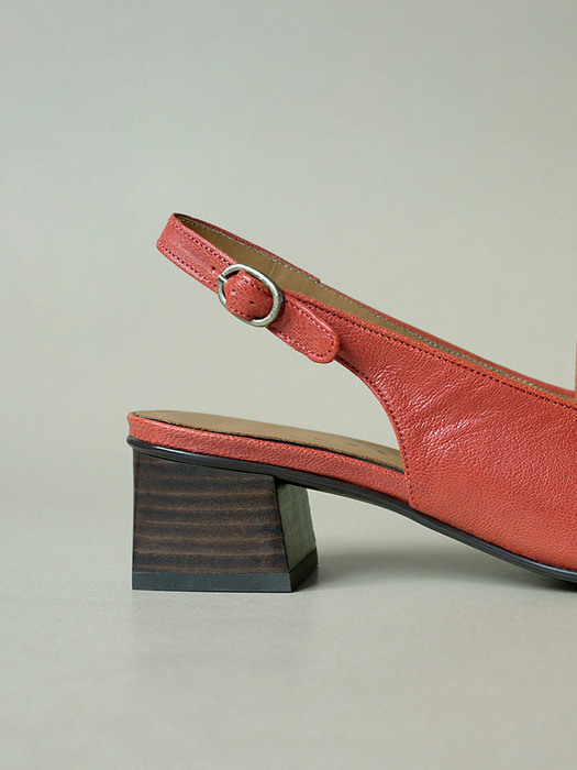 Block Heel Slingback Loafers . Scarlet