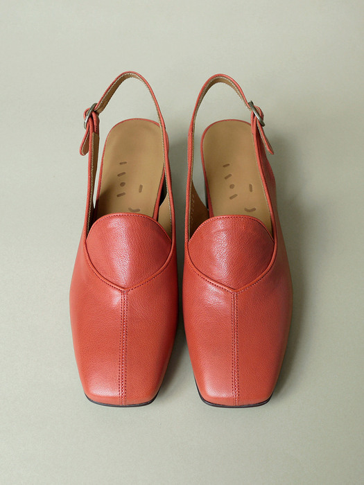 Block Heel Slingback Loafers . Scarlet