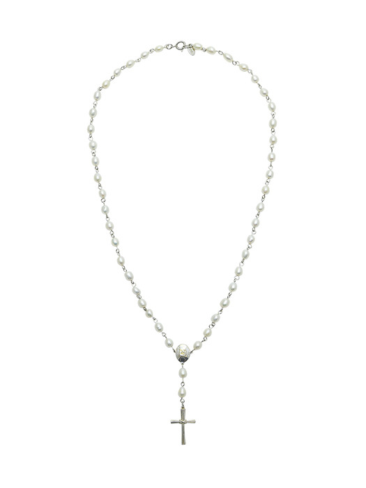 Pearl link cross necklace
