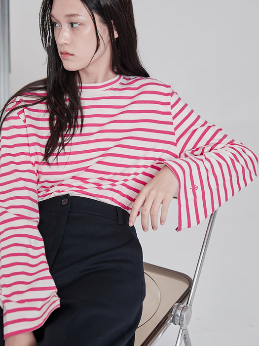 Essential Stripe TShirts  Pink (KE2840M01X)