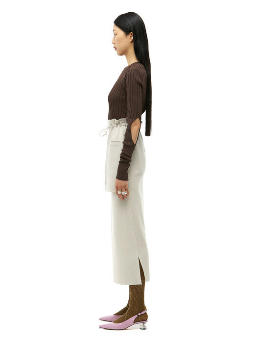 Bena Shirring Skirt_Antique White