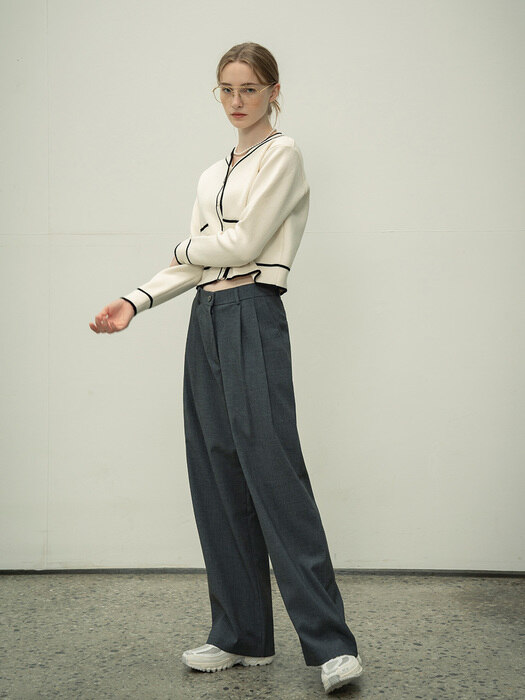 SIPT7052 muse two tuck wide slacks_Charcoal