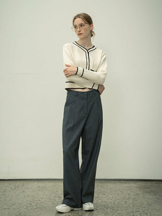 SIPT7052 muse two tuck wide slacks_Charcoal