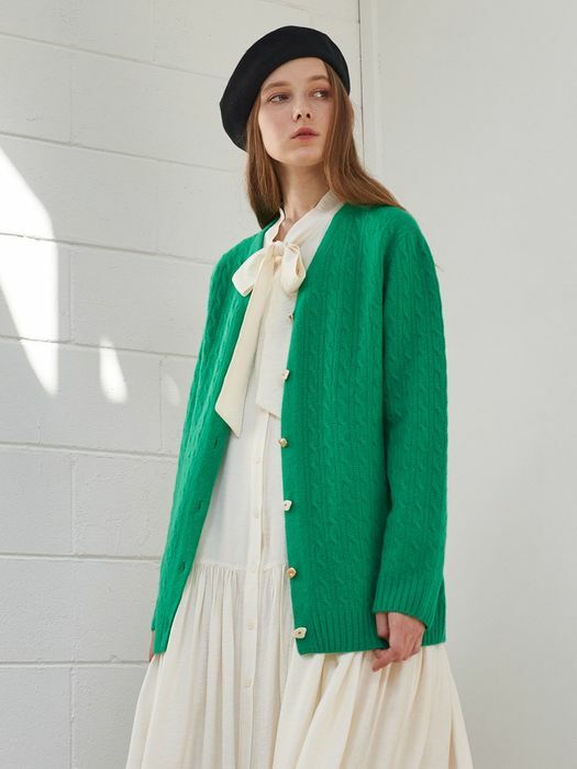 CABLE KNIT CARDIGAN_GREEN