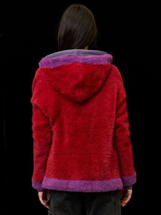 MARY HAIRY HOODIE CARDIGAN_RED