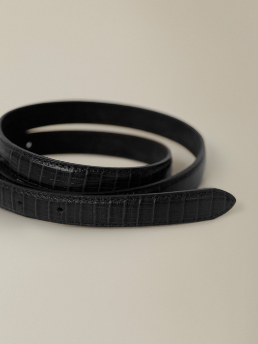 Lizard leather belt (Black)
