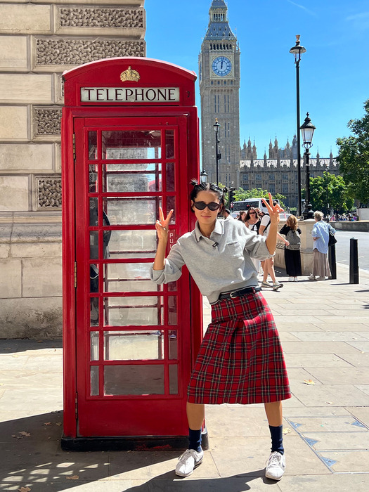 [N]FENCHURCH A-line midi skirt (Red check)