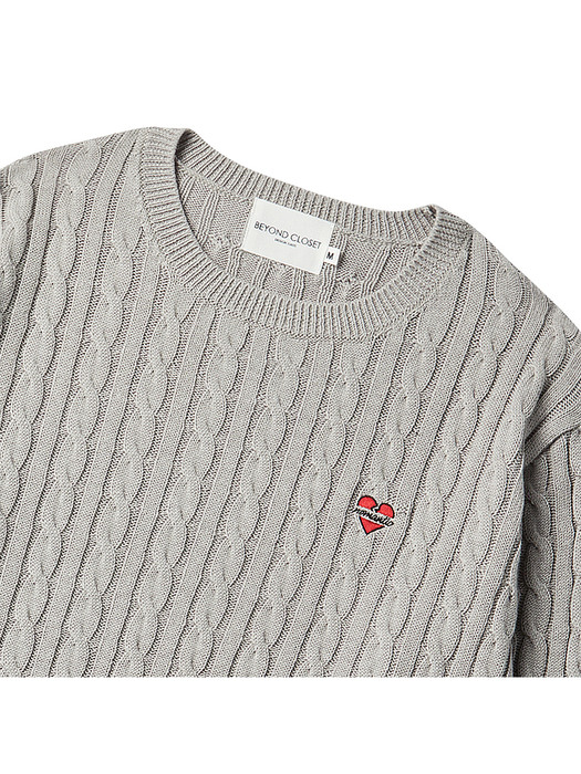 NOMANTIC CLASSIC CABLE ROUND KNIT GRAY