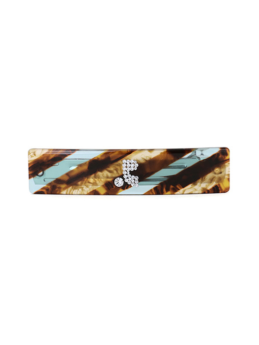 RR LOGO RECTANGLE HAIR PIN - BROWN