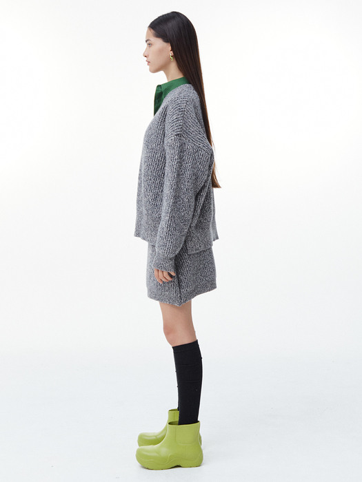 Bokashi Knit Short Skirt (Bokashi Gray)