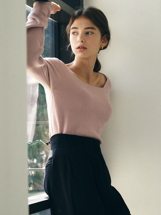 Lave square knit T - pink