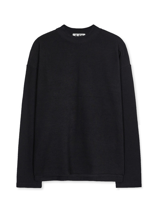 half neck essential long sleeve black