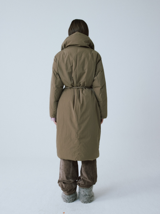 BROWN BELTED DOWN COAT