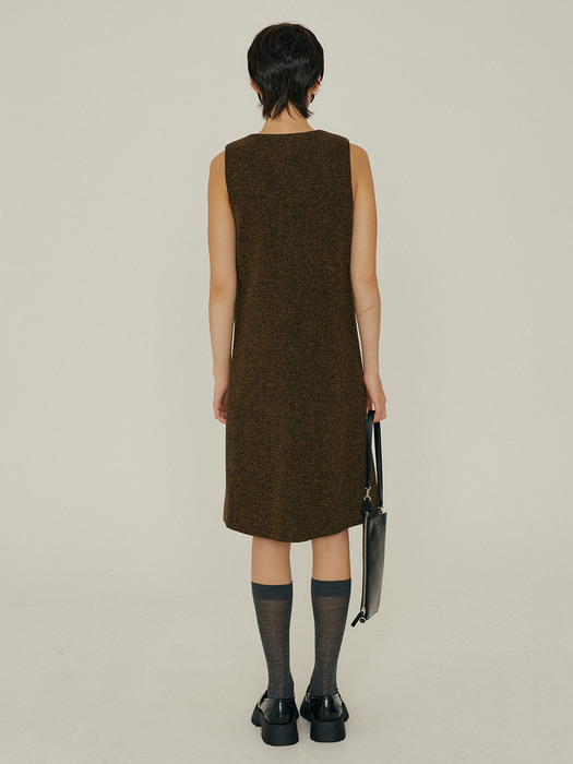 22FW_Classic Tweed Sleeveless Dress (Brown)