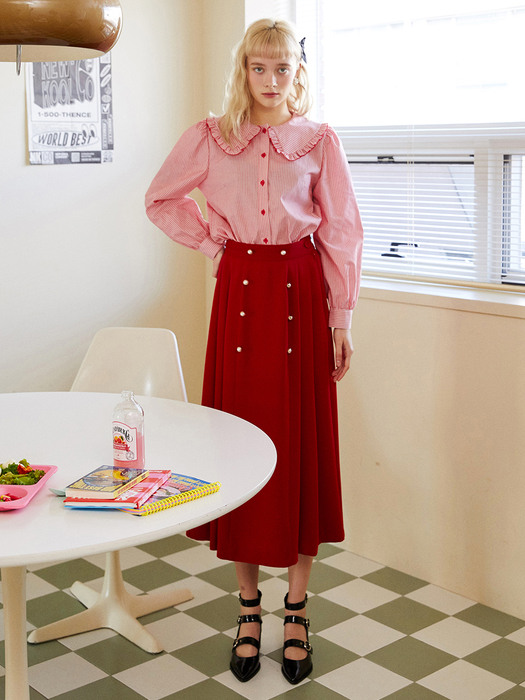 RED 8-BUTTON SKIRT