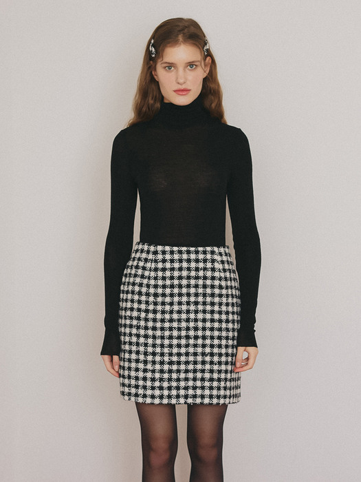 HOUND-TOOTH CHECK MINI SKIRT