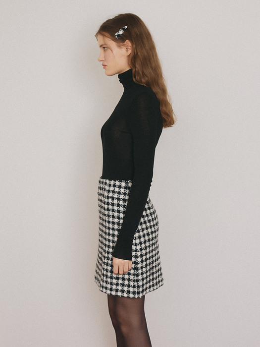 HOUND-TOOTH CHECK MINI SKIRT