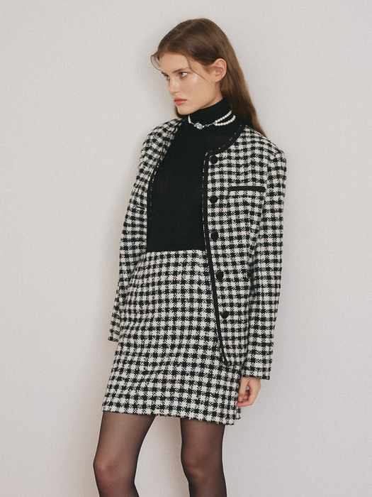 HOUND-TOOTH CHECK MINI SKIRT