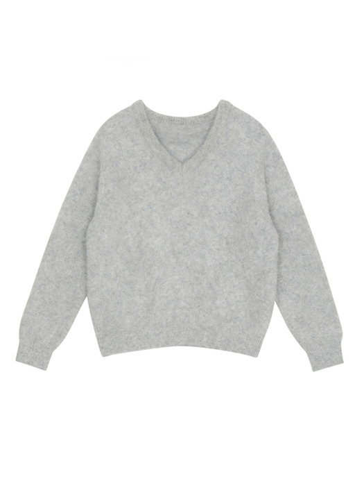 [EXCLUSIVE] V-neck Alpaca Sweater (Ash gray)