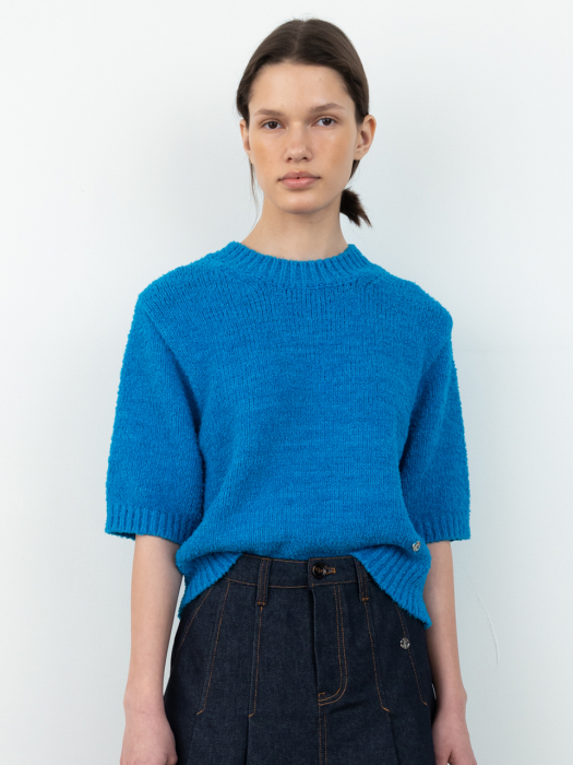 Croche Cable Wool Knit_Blue