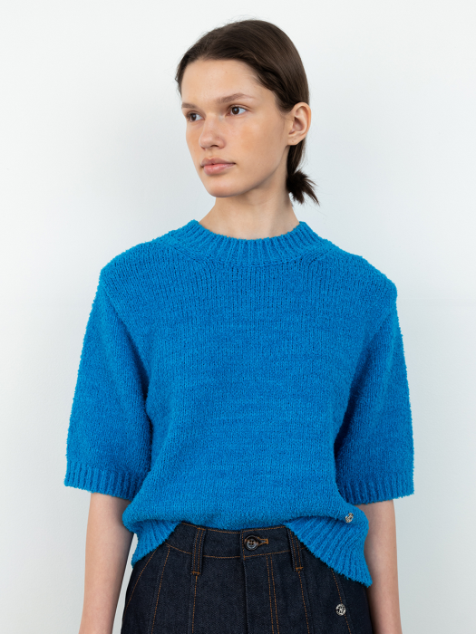Croche Cable Wool Knit_Blue
