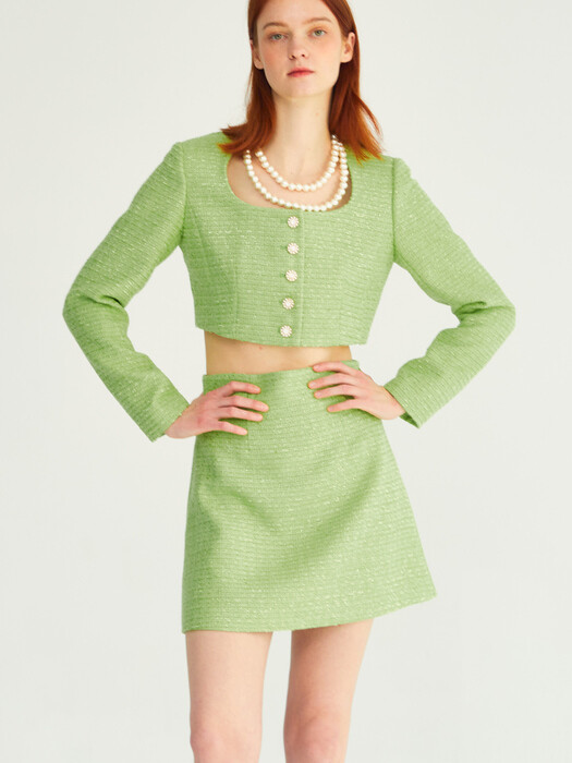 Aila tweed jacket_Lime green