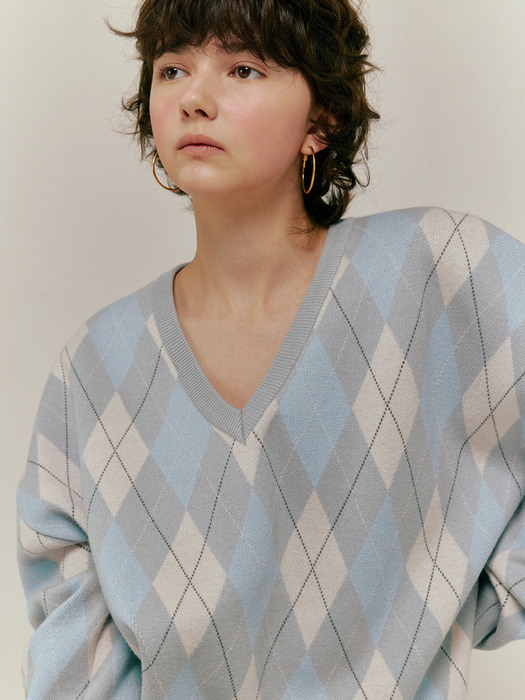 [23SS]classic argyle v-neck knit