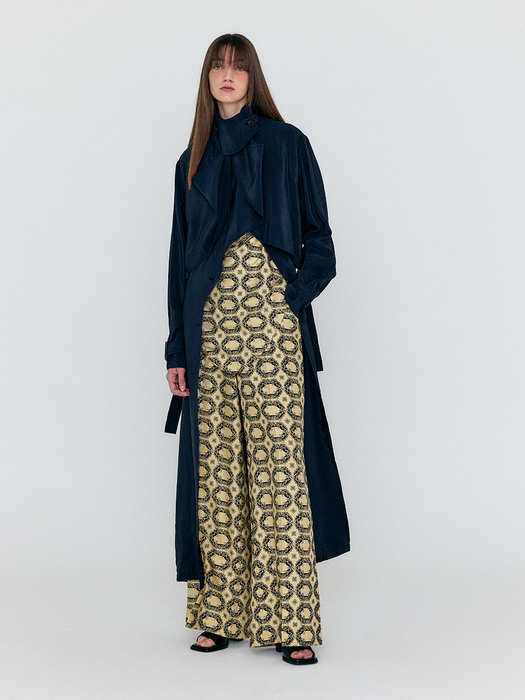 WEDIA Double-Breasted Trench Coat - Navy