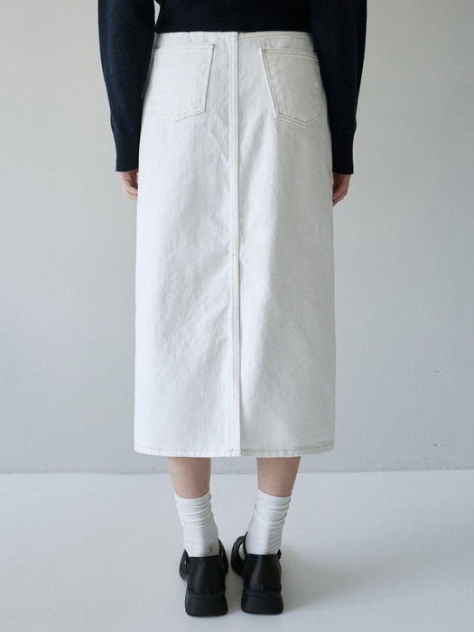 H-LINE DENIM SKIRT_WHITE