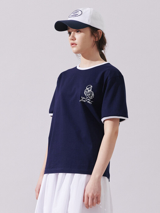 Curly top t-shirt / Navy