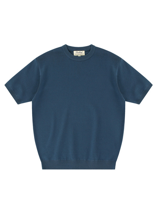Essential knit round neck (Marine blue)