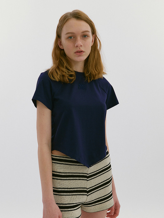 RB One Point Diagonal Cut T-Shirts Navy