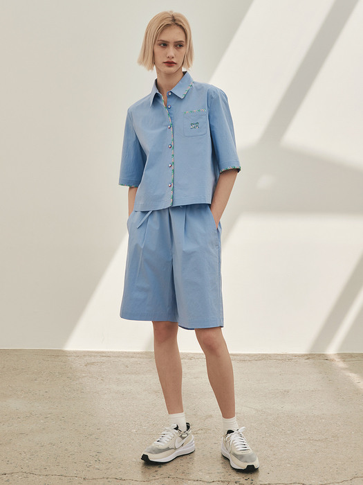 PHIL_OVER-FITTED & CROP SUMMER SHIRT_BLUE