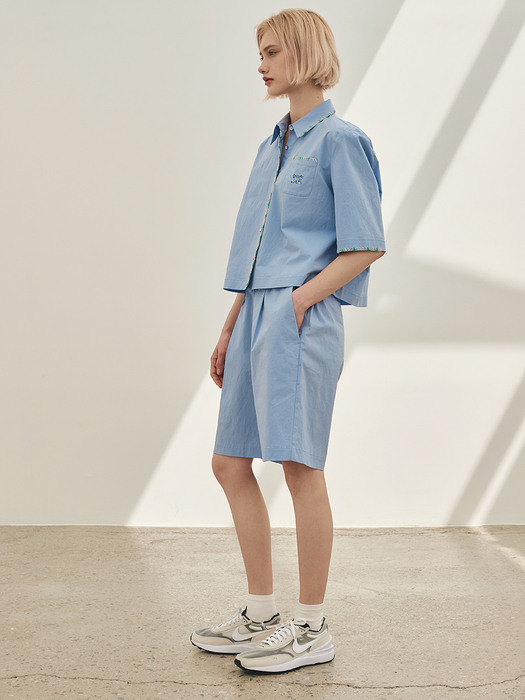 PHIL_OVER-FITTED & CROP SUMMER SHIRT_BLUE