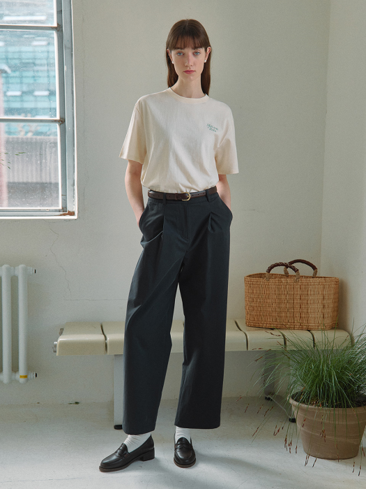 WIDE PINTUCK PANTS NAVY