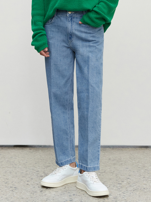 [린넨라이크데님]Linen Like Cropped Tapered Jeans DCPT004Blue