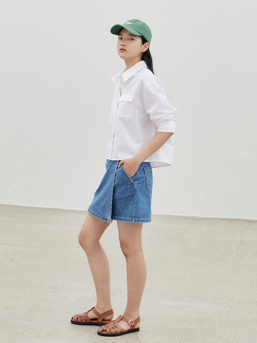 Linen casual crop shirts [WH]